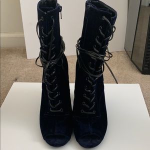 Midnight Blue Suede Bootie